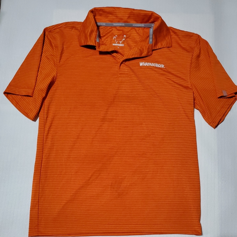 Whataburger Shirt Men's SM Orange Stripe Restaurant Employee Uniform Polo M4